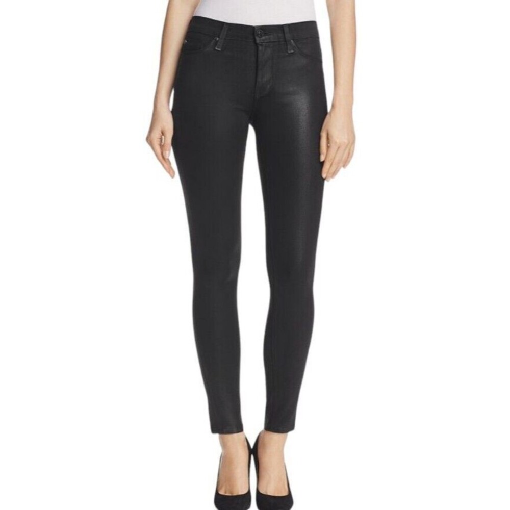 Hudson Glam Punk Grunge Coated Nico Mid-rise Jeans Women's Size 25 Black "Noir"